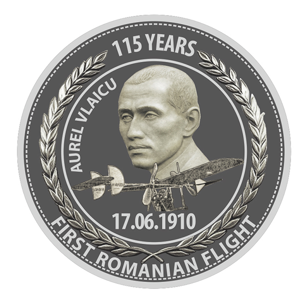 Medalie aniversara 115 ani de la primul zbor romanesc 60 mm diametru - imagine 2